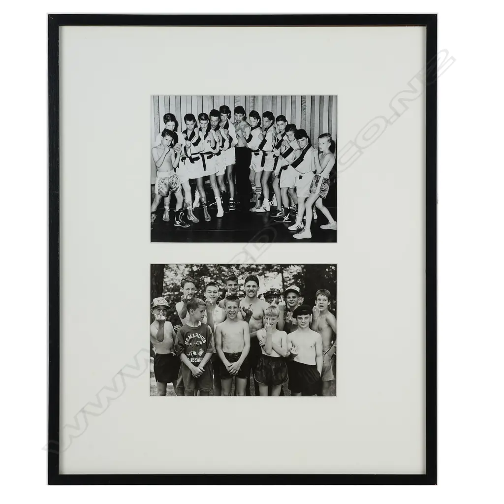 Bruce Weber (1946-) -  1)'Andy Minsker and the Mount Scott Community Center boxing team giving the finger'  2) Andy Minsker and boxers of the Mount Scott Boxing Club, Portland. Image 1++